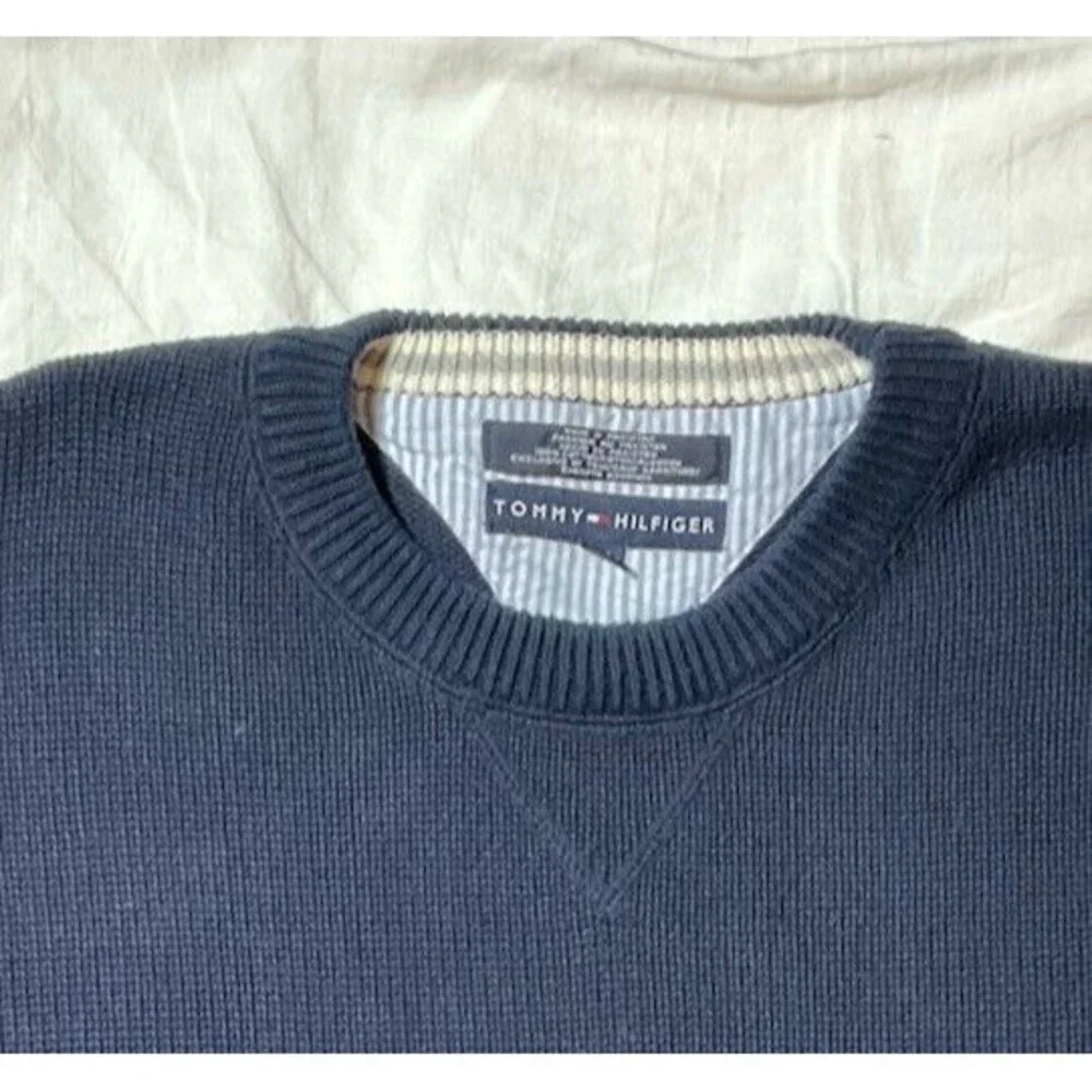Tommy Hilfiger Men’s Navy Crest Logo Cotton Crewneck Sweater XXLT - Picture 3 of 5